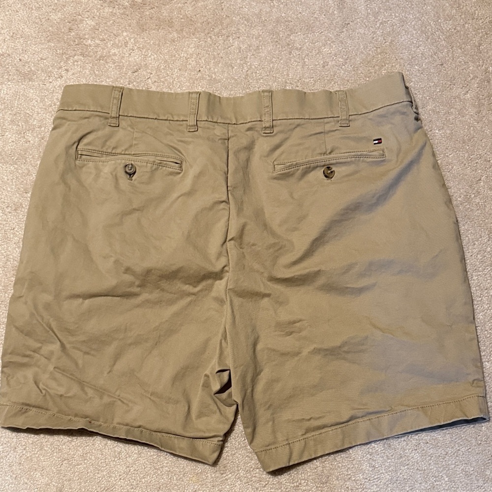 Tommy Hilfiger Khaki Flat Front Men Shorts - Picture 4 of 7